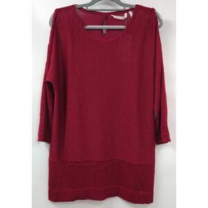 Soft Surroundings size M Eudora Twinkle Sweater Cold Shoulder Burgundy Tunic NWT